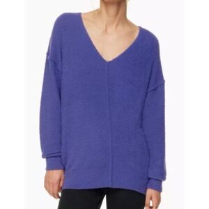 Aritzia Wilfred Free Hush Knit V Neck Sweater Purple